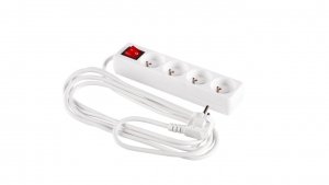 Przedłużacz z wyłącznikiem 4-gniazda z/u 3m /H05VV-F 3G1/ biały PM-ZW-4G-30