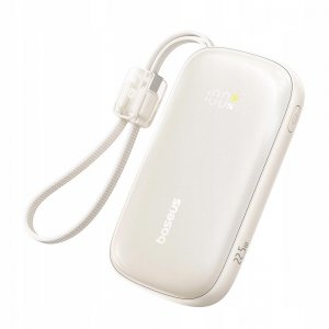 Powerbank Baseus EnerFill FC21 10000 mAh 22,5 W USB-A USB-C beżowy z odłączanym kablem Lightning
