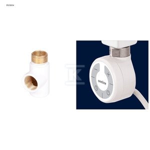 Grzałka grzejnikowa Onnline MOA 300W biała RAL 9016, kabel spiralny z wtyczką (biały 1,5m) z trójnikiem GZ 1/2 -GW 1/2 -GW 1/2 , RAL 9016 DLX034