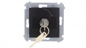 Simon 54 Łącznik na kluczyk jednobieg. (moduł) 2 poz. 0-I styk N/O 5A 250V wyjęcie klucza w każdej pozycji czarny mat DW1K.01/49