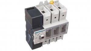 Rozłącznik izolacyjny 3P 160A z widoczną przewą HAE316