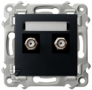 Gniazdo antenowe typu F podwójne - CZARNY METALIK GPA-2ZF/M/33