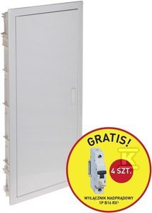 Rozdzielnica podtynkowa RWN z drzwiczkami metalowymi i listwą N+PE 4x12 modułowa (48 modułowa) - promocja B16 gratis