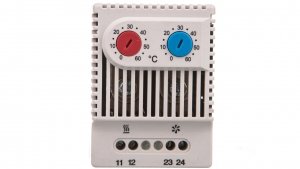 Termostat dwufunkcyjny do sterowania pracą grzałki / wentylatora NC/NO 230VAC zakres 0-60 stopni C 230VAC JWT6012