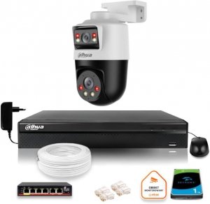 Zestaw monitoringu IP Dahua kamera obrotowa 2MP+2MP dysk 1TB 