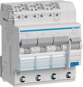 Wyłącznik różnicowoprądowy z członem nadprądowym 3x1P+N 6kA C 13A/30mA Typ A QC/QBB ADZ363D