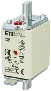 NH00 GG 80A/500V WKŁ.ZWŁ. KOMBI