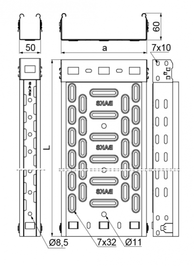 Korytko kablowe 300x60mm KFL300H60/2 161723 /2m/