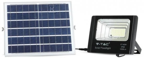 Projektor LED Solarny V-TAC 16W Czarny IP65, Pilot, Timer VT-40W 4000K 1050lm 8574