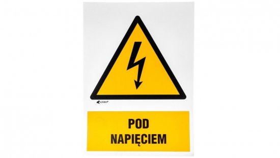 Samoprzylepna tabliczka ostrzegawcza /POD NAPIĘCIEM 148X210/ 2EOA/Q4/F