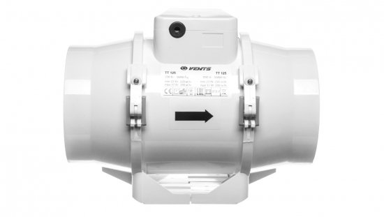 Wentylator kanałowy fi 125 230V 37W 280m3/h 37dB o przepływie mieszanym TT125