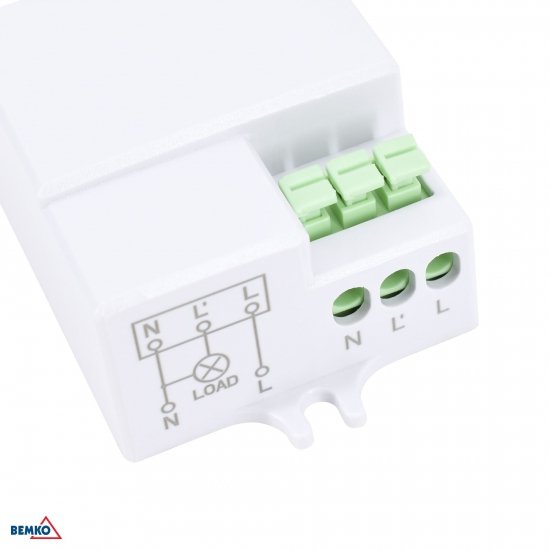 CZUJNIK MIKROFALOWY 500W 360* IP20 PROSTOKĄTNY BIAŁY DIP-SWITCH