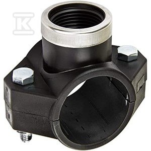 Siodło zaciskowe PP 32x1 GW gwint wewnętrzny, na 2 śruby PN16, do rur PE, kolor czarny 13213203