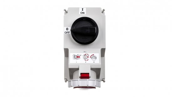 Gniazdo stałe z wyłącznikiem 0-1 duże 32A 5P 400V IP67 /blokada mechaniczna/ 75252-6