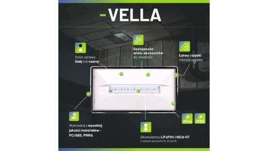 Oprawa ewakuacyjna/awaryjna VELLA SO 125 M 3H MT IP65 + (VD3, VD4, VD5) / 93667