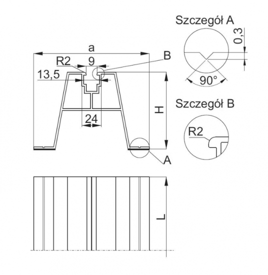 Szyna montażowa aluminiowa SMA70/033 890733