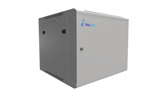 Szafa rack montowana na ścianie, drzwi blaszane pełne Extralink 9U 600x600 ASP Szara