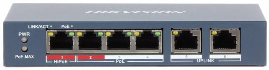 Switch PoE DS-3E0106HP-E 6-Portowy Hikvision