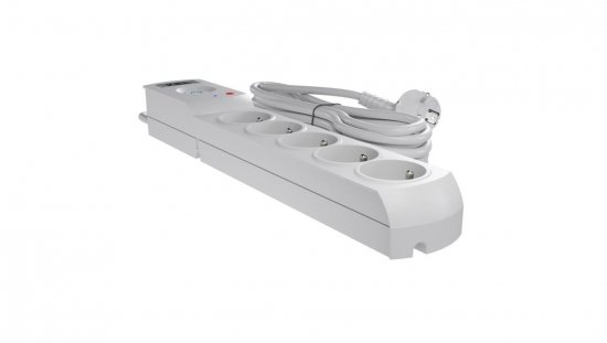 Przedłużacz przeciwprzepięciowy professional 5 gniazd 5m 10A 230V 2300W szary W-100036