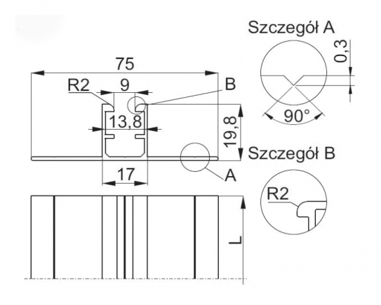 Szyna montażowa aluminiowa SM400 890040