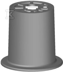 Skrzynka uliczna pełnożeliwna z napisem &quot;W&quot; (WODA), H=150mm, typ FIG-149, do nawiertki, korpus żeliwny, pokrywa żeliwna okrągła