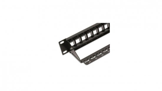 Patch panel 24 porty na moduły Keystone, 1U, czarny