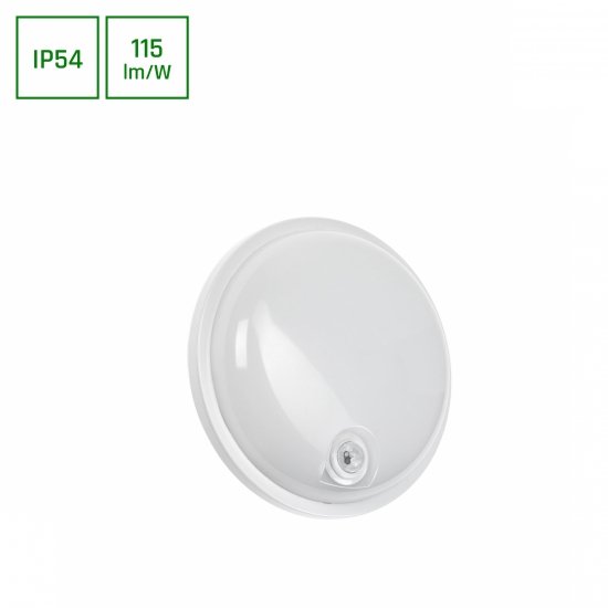 TECHNIC LAMP KANAŁOWA 20W NW 230V 120st IP54 IK07  220x60mm BIAŁY okrągła czujnik ruchu PIR