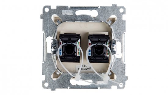 Simon 54 Gniazdo komputerowe podwójne 2xRJ45 kat.6 z przesłoną kremowe D62.01/41