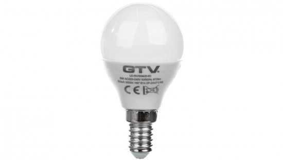Żarówka LED SMD 2835 ciepły biały E14 6W 220-240V AC 160 stopni 470lm LD-SMGB45B-60