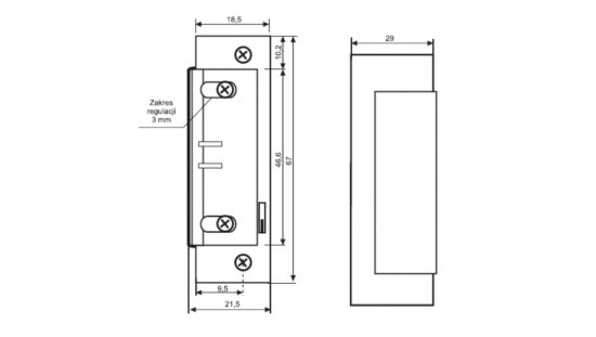 Elektrozaczep symetryczny NC z ześlizgiem z wyłącznikiem 1420RFT-12AC/DC 19814-1212