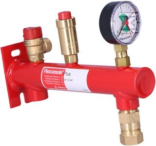 Konsola naczynia wzbiorczego c.o. FLEXCONSOLE PLUS z zaworem bezpieczeństwa 3 bar, manometrem i szybkozłączką Flexfast, przyłącza GW 3/4 cala