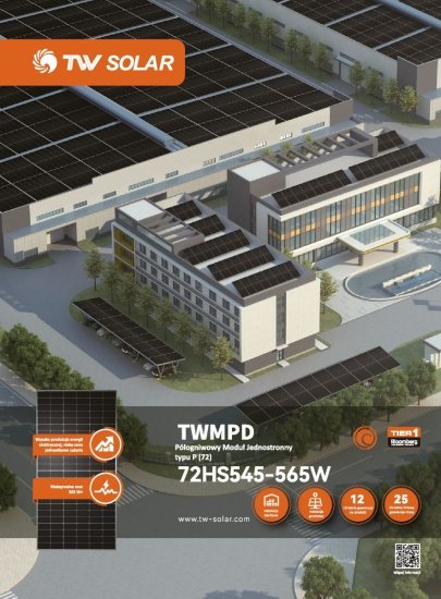 Moduł fotowoltaiczny panel pv 555Wp Tongwei Solar TWMPD-72HS555 Silver Frame Srebrna rama TW Solar