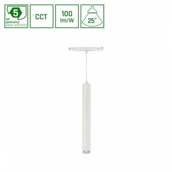 SYSTEM SHIFT CCT-  HANGIT OPRAWA ZWIS 40X297 (900MM KABEL) 12W 25ST BIAŁY CCT SWITCH 5 LAT GW.