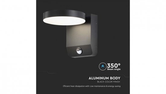 Oprawa elewacyjna LED 17W 2520lm 4000K czujnik regulowana Czarna okrągła 2957