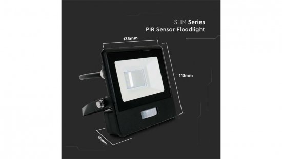 Projektor LED z czujnikiem ruchu 10W 735lm 6500K Dioda SAMSUNG IP65 Kabel 1m Czarny 5 Lat Gwarancji 20282