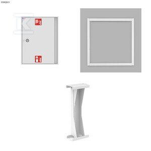 Hydrant wewnętrzny DN25, HW-25N-KP-30 SLIM II 180, z miejscem na gaśnicę, natynkowy, wąż półsztywny 30m, 780x1010x180, k.biały, z ramką i podporą_ZESTAW DMQ921