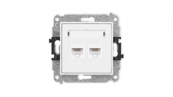 ICON Mechanizm gniazda komputerowego podwójnego 2xRJ45, kat. 5e, 8-stykowy biały mat 25IGK-2