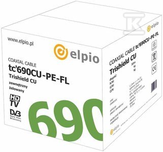 Kabel koncentryczny tc 690CU-113-PE-FL(RG-6Cu TRISHIELD) zewnętrzny, żelowany