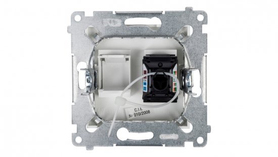 Simon 54 Gniazdo komputerowe pojedyncze RJ45 kat.6 z przesłoną białe D61.01/11
