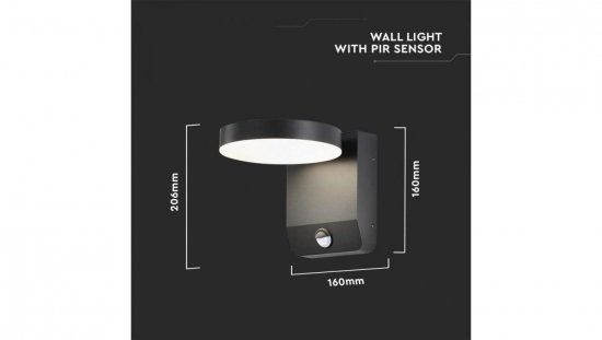Oprawa elewacyjna LED 17W 2520lm 4000K czujnik regulowana Czarna okrągła 2957