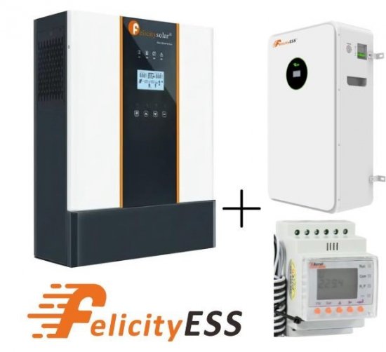 FelicityESS: Zestaw Inwerter hybrydowy Off-grid IVEM5048 + Bateria LUX-E-48100LG03 5,12kWh + Smart Meter (niskonapięciowy)