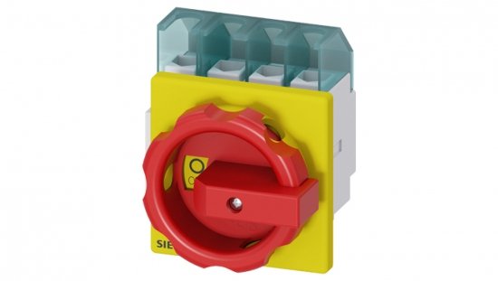 Rozłącznik główny/awaryjny 3P N 25A 9.5kW AC23A 400V montaż tablicowy pokrętło żółto-czerwone 4 otwory 3LD2103-1TL53