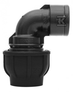 Kolano zaciskowe PP 90st. 32x1&quot; GW gwint wewnętrzny PN16, do rur PE, kolor czarny