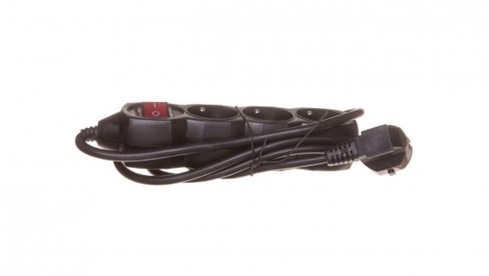 Przedłużacz z wyłącznikiem 3-gniazda z/u 1,5m /H05VV-F 3G1/ czarny PC1311