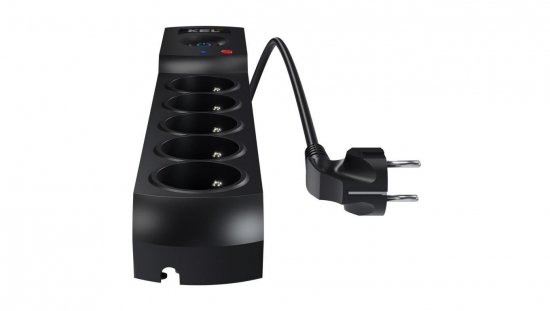 Przedłużacz przeciwprzepięciowy professional 5 gniazd 1,5m 10A 230V 2300W czarny W-100037