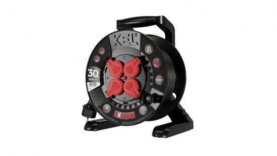 Przedłużacz bębnowy EXTREME LINE 4 gniazda z/u IP44 16A H05RR-F 3x1,5 30m czarny W-100028