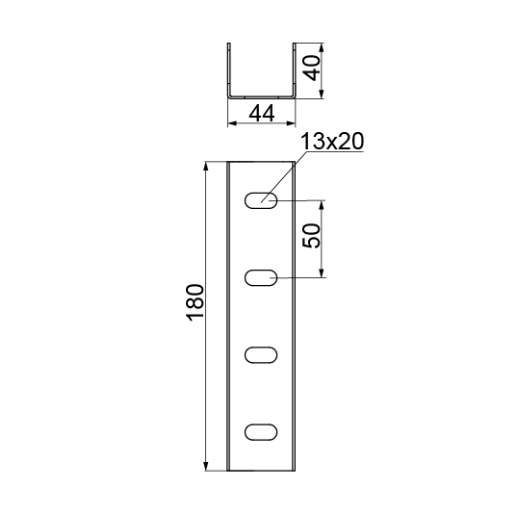 Łącznik ceownika 44x40x180mm LC40H40 660401