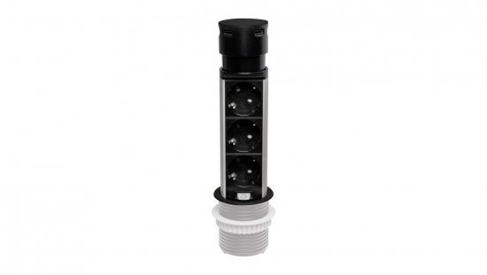 Gniazdo meblowe do zabudowy 3 złącza wtyczkowe 2xUSB A schuko GMZ/S-5 W-72013