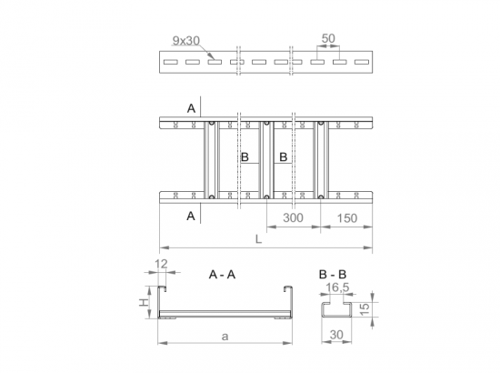 Drabinka kablowa DUP300H60/3N