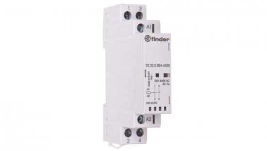 Stycznik modułowy 1Z 1R 25A 24V AC/DC, wskaźnik zadziałania + LED, 17,5mm 22.32.0.024.4520
